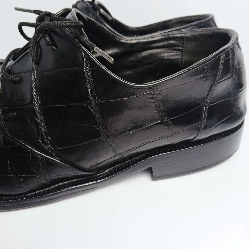 Fennix Italy Mens Alligator Dress Shoes Black‎ Square Toe Size 13